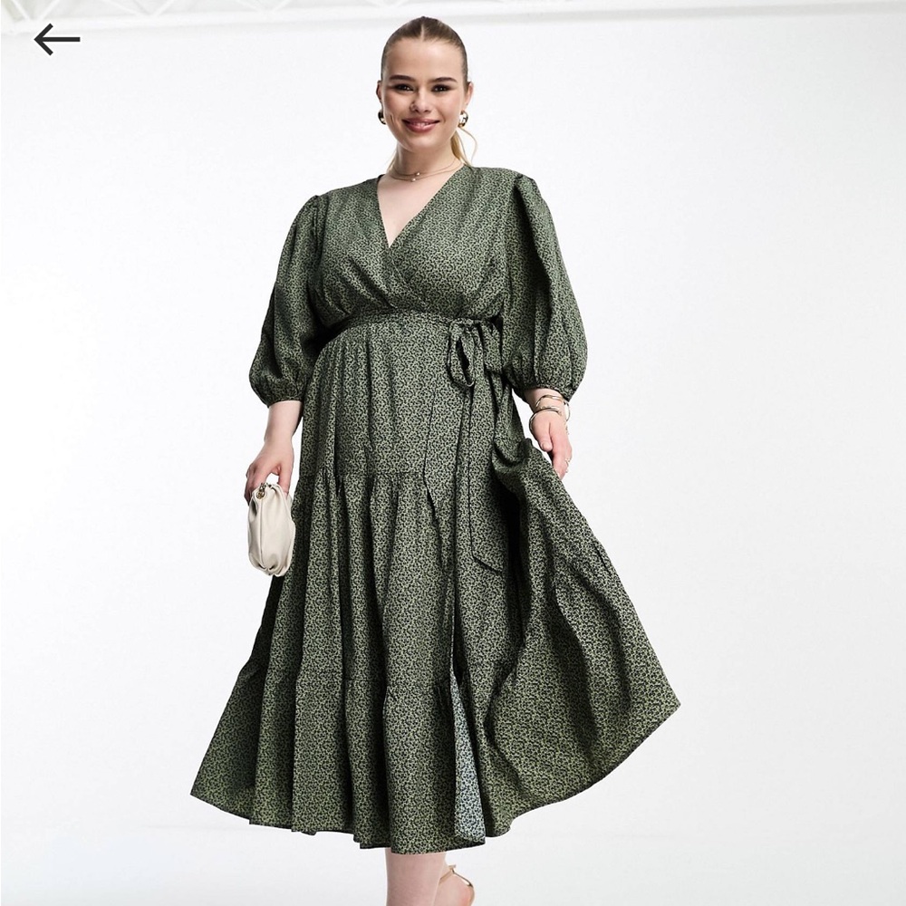 ASOS CURVE Ditsy midi wrap dress